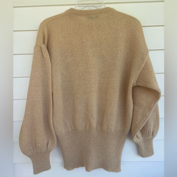 Vintage Escada Mohair Wool Leopard Embroidered Sweater Tan Size Small - Picture 3 of 8